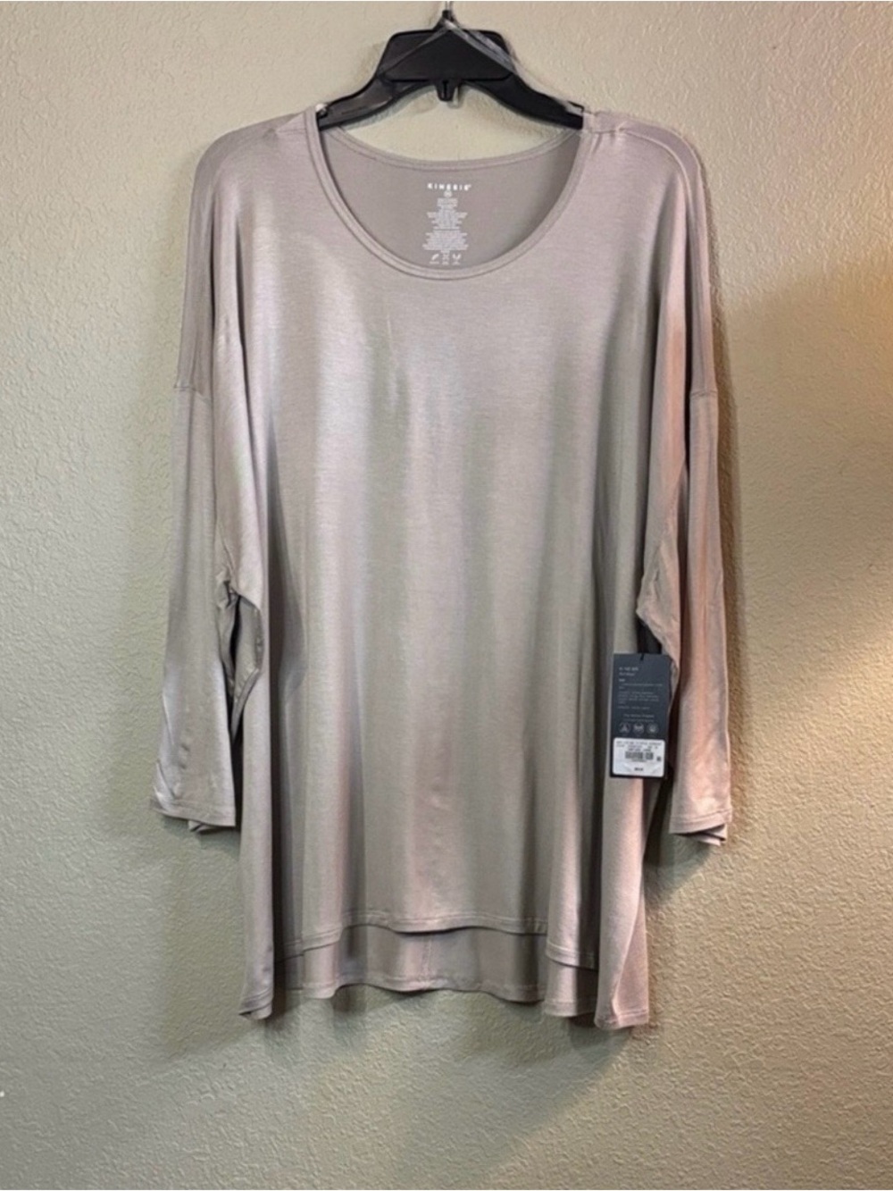 New Kinesis Shirt Women’s Tan Crew Neck 3/4 Sleeve Tee Casual Classic Top 3X